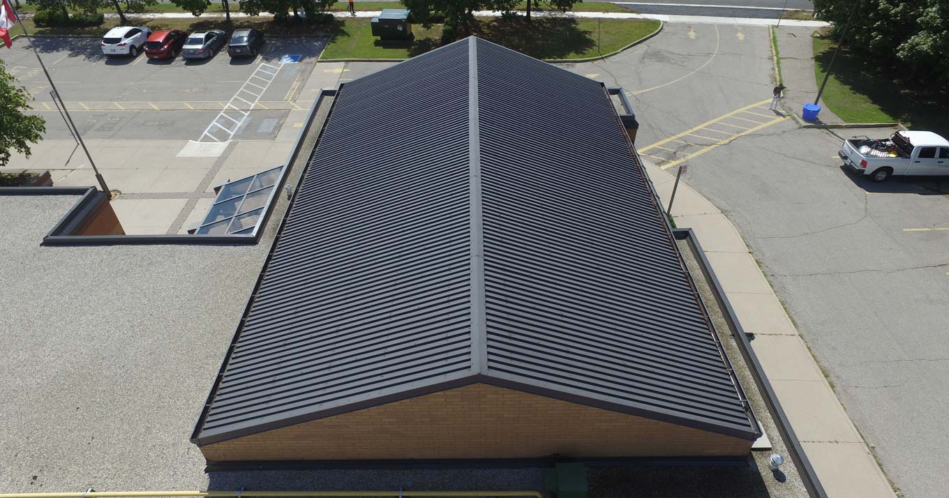 Champlain Trail PS, Peel, ON - Skylight & Metal Roof Replacement + Solar Panel Installation