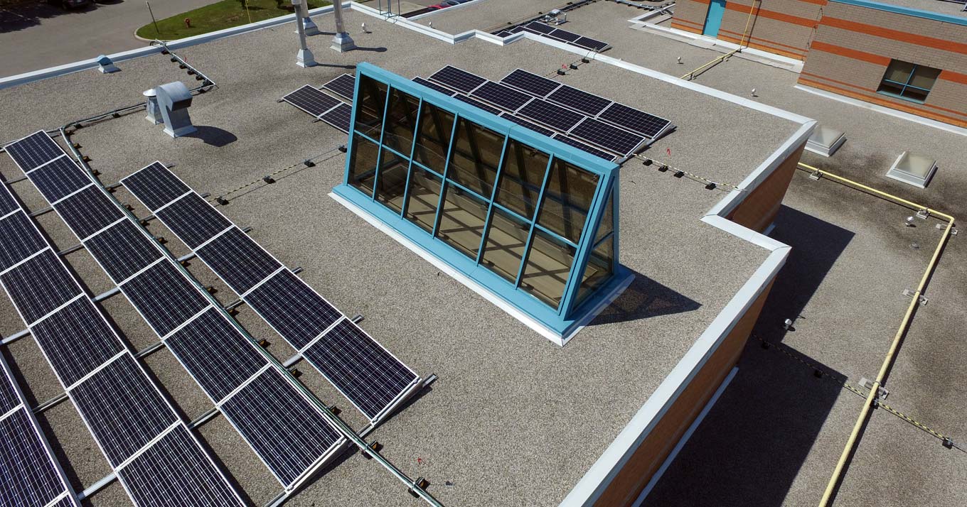 Nahani Public School, Peel, ON - Skylight & Metal Roof Replacement + Solar Panel Installation