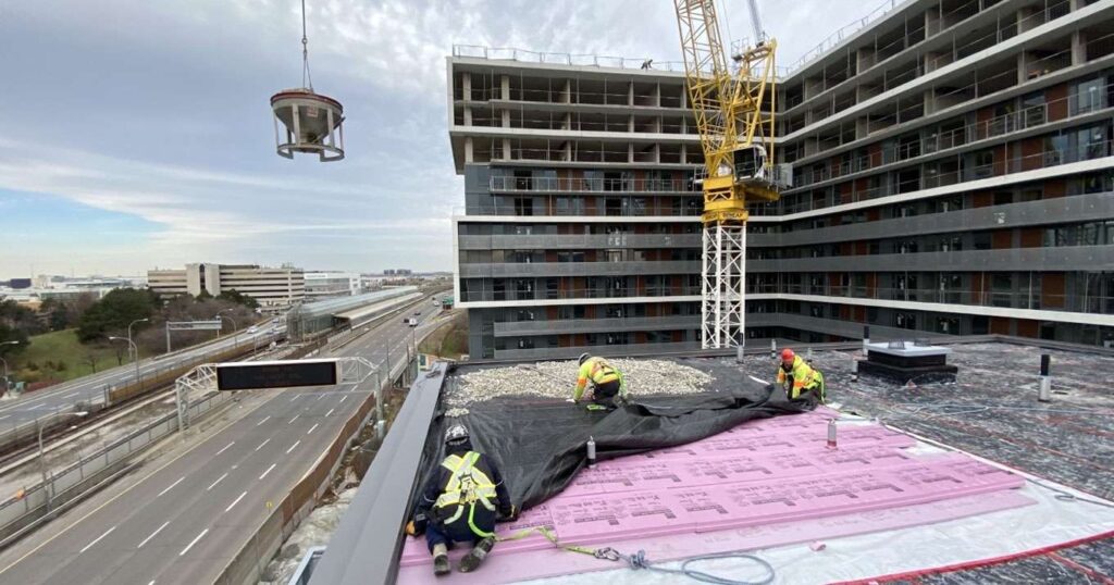 Above grade waterproofing done at Lawrence Heights Condos in Toronto by Triumph Group of Companies