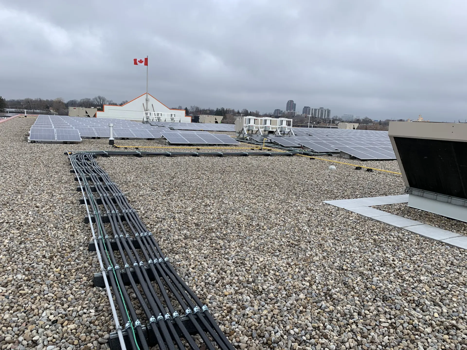 Solar panels and racks installation at Home Depot 825 Caledonia done by Triumph Group of Companies