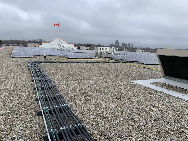 Solar panels and racks installation at Home Depot 825 Caledonia done by Triumph Group of Companies