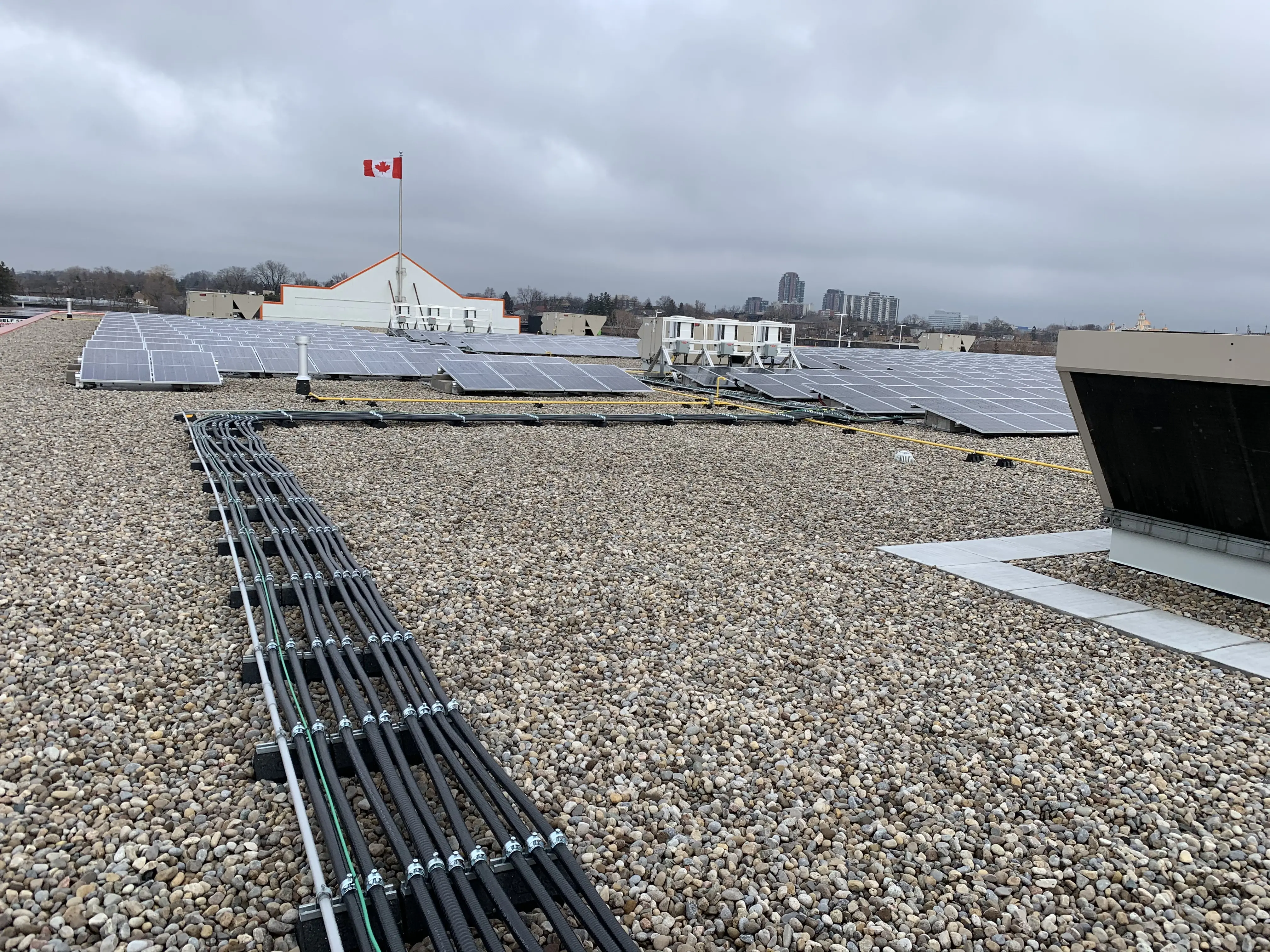 Solar panels and racks installation at Home Depot 825 Caledonia done by Triumph Group of Companies