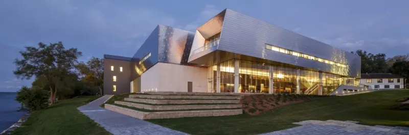 Metal cladding work done at Isabel Bader Centre for Performing Arts in Kingston Ontario by Triumph Group of Companies